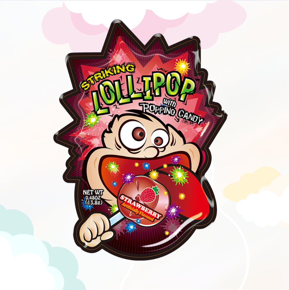 Lollipop with Popping Candy - Strawberry