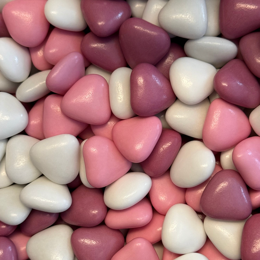 Dragee hartjes Roze-Wit
