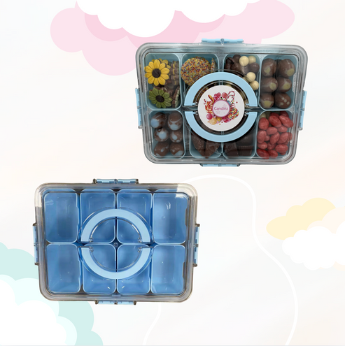 Snackbox 8vaks Blauw Choco